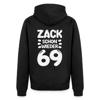 Zack 69 again! Birthday - Unisex Premium Organic Zip Hoodie - black - Back - Nico (187cm)