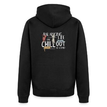 Équilibrer la vie Un Chill Out À La Fois Chat Rétro - Veste à capuche bio Premium Unisexe - noir - Dos - Nico (187cm)
