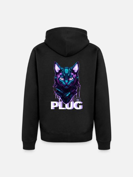 CYBER CAT PLUG - Unisex Premium Bio Zip Hoodie - Schwarz