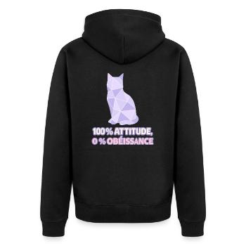 100% Attitude, 0% Obéissance – Chat géométrique - Veste à capuche bio Premium Unisexe - noir - Dos - Nico (187cm)