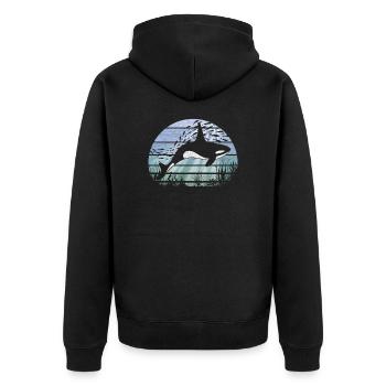 Retro Underwater World Orca Killer Whale - Unisex Premium Organic Zip Hoodie - black - Back - Nico (187cm)
