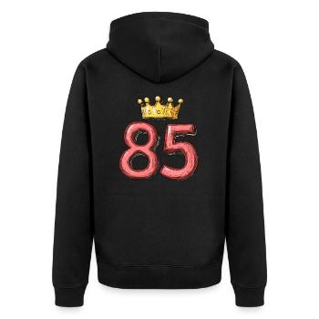 85 Number Crown - Unisex Premium Organic Zip Hoodie - black - Back - Nico (187cm)