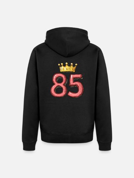 85 Number Crown - Unisex Premium Organic Zip Hoodie - black