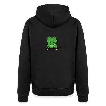 Grenouille verte sur skate bike animal drôle pour les patineurs - Veste à capuche bio Premium Unisexe - noir - Dos - Nico (187cm)
