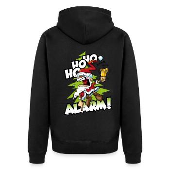 Verrückter Weihnachtsmann mit Glocke - Unisex Premium Bio Zip Hoodie - Schwarz - Hinten - Nico (187cm)