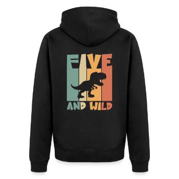5 birthday Dino 5 years children's birthday - Unisex Premium Organic Zip Hoodie - black - Back - Nico (187cm)
