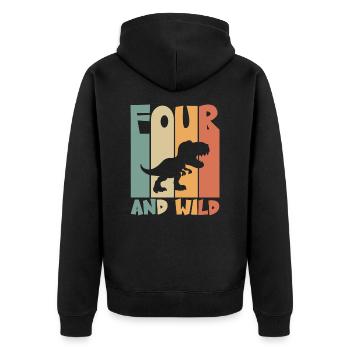 4 anniversaire Dino 4 ans anniversaire des enfants - Veste à capuche bio Premium Unisexe - noir - Dos - Nico (187cm)