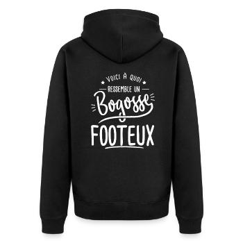 Cadeau foot football footballeur footeux bogosse - Veste à capuche bio Premium Unisexe - noir - Dos - Nico (187cm)