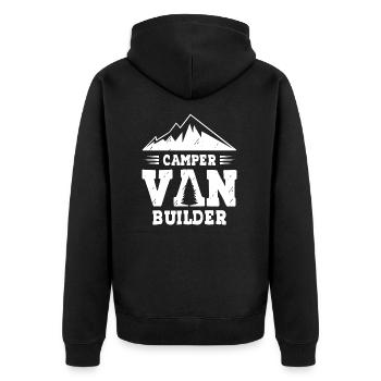 Camper Van Builder - Unisex Premium Bio Zip Hoodie - Schwarz - Hinten - Nico (187cm)
