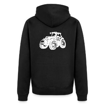 Traktor - Unisex Premium Bio Zip Hoodie - Schwarz - Hinten - Nico (187cm)