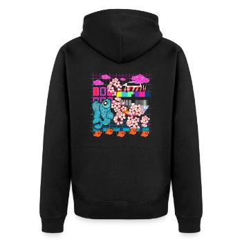 cool style japonais streetwear vaporwave rétro - Veste à capuche bio Premium Unisexe - noir - Dos - Nico (187cm)