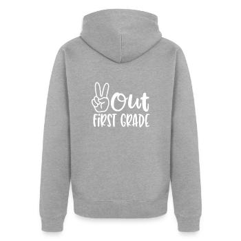 Peace Out Erste Klasse - Unisex Premium Bio Zip Hoodie - Grau meliert - Hinten - Nico (187cm)