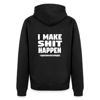 Ich mache Scheiße lustig - Unisex Premium Bio Zip Hoodie - Schwarz - Hinten - Nico (187cm)