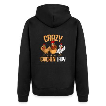 Crazy Chicken Lady Women Chicken - Unisex Premium Organic Zip Hoodie - black - Back - Nico (187cm)