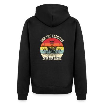 Bannir les fascistes sauvez les livres Drôles d’amoureux des livres - Veste à capuche bio Premium Unisexe - noir - Dos - Nico (187cm)