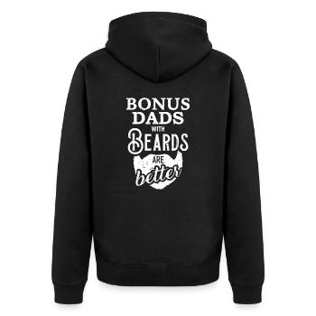 Bonus-Väter mit Bärten sind besser - Unisex Premium Bio Zip Hoodie - Schwarz - Hinten - Nico (187cm)