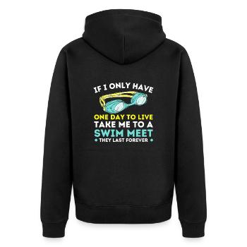 Take Me To A Swim Meet - Schwimmen Schwimmer Wasser - Unisex Premium Bio Zip Hoodie - Schwarz - Hinten - Nico (187cm)