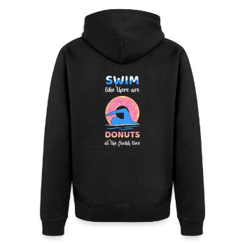 Swim Like There Are Donuts At The Finish Line - Unisex Premium Organic Zip Hoodie - black - Back - Nico (187cm)