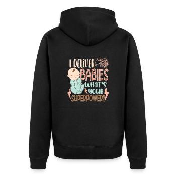 Krankenschwester für Wehen und Entbindung L&D Krankenpflege - Unisex Premium Bio Zip Hoodie - Schwarz - Hinten - Nico (187cm)