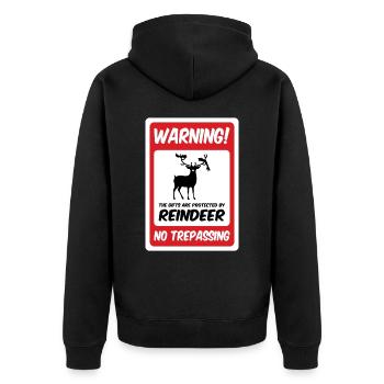 Vorsicht vor den Rentieren! (kein Trepassing, Variante) - Unisex Premium Bio Zip Hoodie - Schwarz - Hinten - Nico (187cm)