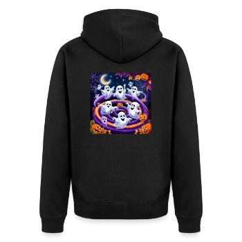 Halloween Collection - Ghostly Halloween - Unisex Premium Organic Zip Hoodie - black - Back - Nico (187cm)