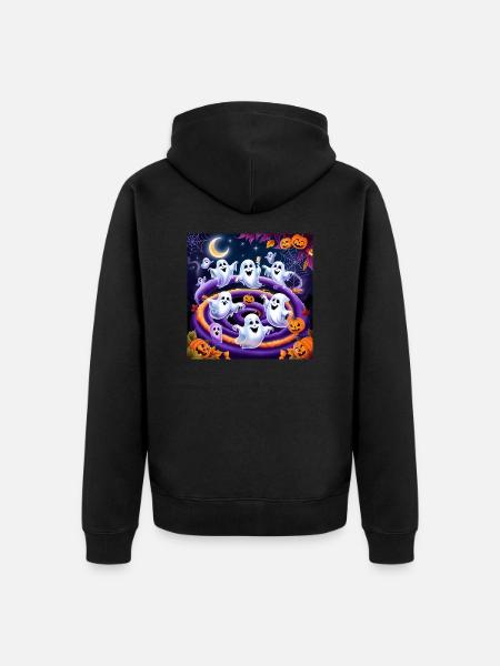 Halloween Collection - Ghostly Halloween - Unisex Premium Organic Zip Hoodie - black