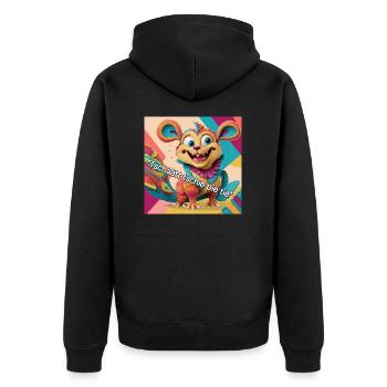 Tschäätt tschie pie tie CHATGPT - Unisex Premium Bio Zip Hoodie - Schwarz - Hinten - Nico (187cm)