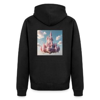 Schloss - Unisex Premium Bio Zip Hoodie - Schwarz - Hinten - Nico (187cm)