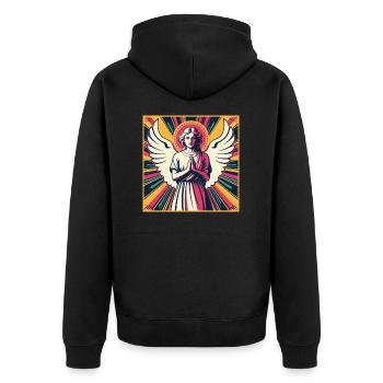 Schutzengel Pop-Art - Unisex Premium Bio Zip Hoodie - Schwarz - Hinten - Nico (187cm)