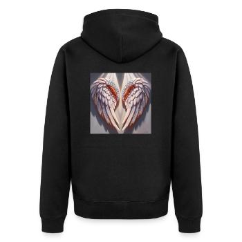 Engelsflügel - Unisex Premium Bio Zip Hoodie - Schwarz - Hinten - Nico (187cm)