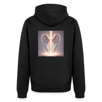 Engelsflügel - Unisex Premium Bio Zip Hoodie - Schwarz - Hinten - Nico (187cm)