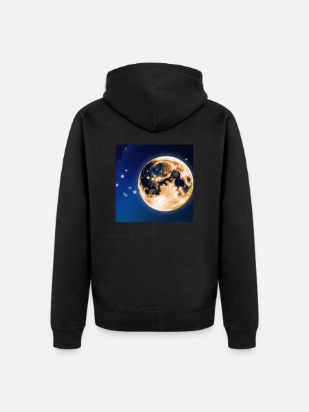 Vollmond - Unisex Premium Bio Zip Hoodie - Schwarz