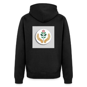 Logo zur Förderung des Wachstums - Unisex Premium Bio Zip Hoodie - Schwarz - Hinten - Nico (187cm)