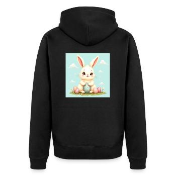 Ostern und süßer Hase – glücklich für das Fest! - Unisex Premium Bio Zip Hoodie - Schwarz - Hinten - Nico (187cm)