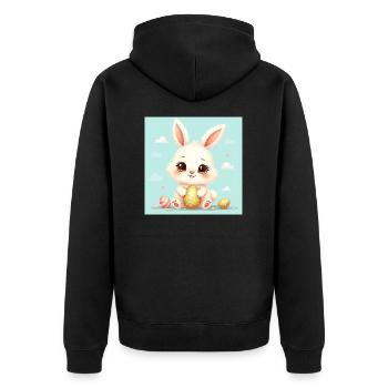 Der süße Osterhase - Unisex Premium Bio Zip Hoodie - Schwarz - Hinten - Nico (187cm)