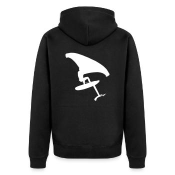 Dynamic wingsurfer on the water - Unisex Premium Organic Zip Hoodie - black - Back - Nico (187cm)
