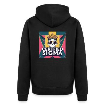 Certified sigma - Unisex Premium Organic Zip Hoodie - black - Back - Nico (187cm)