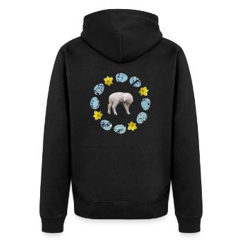 sheep in the egg wreath with narcissus e 55 - Unisex Premium Organic Zip Hoodie - black - Back - Nico (187cm)