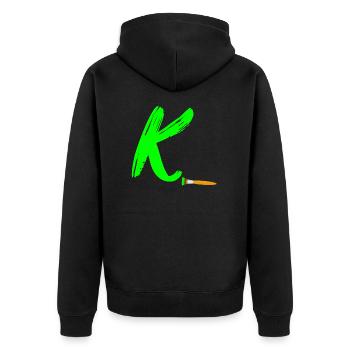 brush grün k - Unisex Premium Bio Zip Hoodie - Schwarz - Hinten - Nico (187cm)