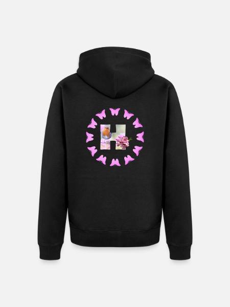 fruit blossom h - Unisex Premium Organic Zip Hoodie - black