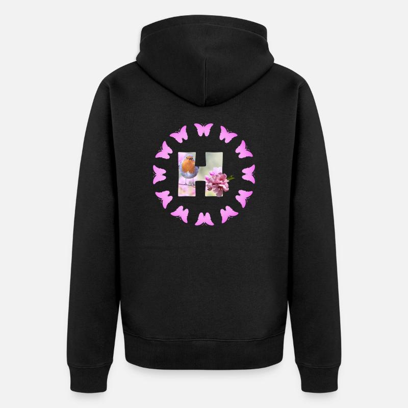 obstblüte h - Unisex Premium Bio Zip Hoodie - Schwarz