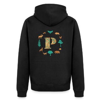 wald e 95 p - Unisex Premium Bio Zip Hoodie - Schwarz - Hinten - Nico (187cm)