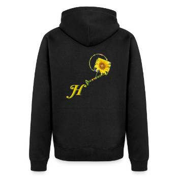 giesskanne h - Unisex Premium Bio Zip Hoodie - Schwarz - Hinten - Nico (187cm)
