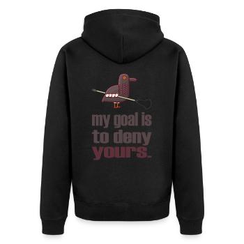 lacrosse lax lacrosseschläger lacrosse-my goal is - Unisex Premium Bio Zip Hoodie - Schwarz - Hinten - Nico (187cm)