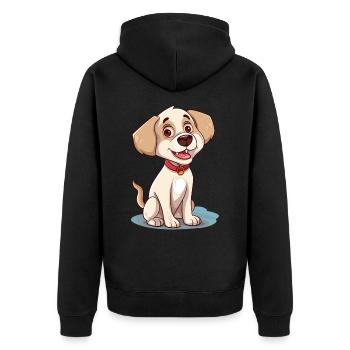 Niedliches Hundedesign für Hundebesitzer - Unisex Premium Bio Zip Hoodie - Schwarz - Hinten - Nico (187cm)