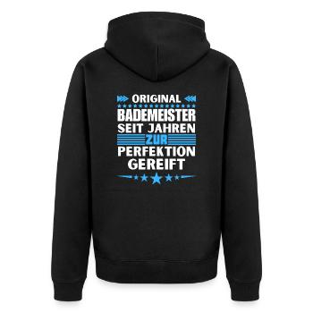 Lifeguards matured to perfection - Unisex Premium Organic Zip Hoodie - black - Back - Nico (187cm)