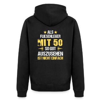At 50, good-looking tiler - Unisex Premium Organic Zip Hoodie - black - Back - Nico (187cm)