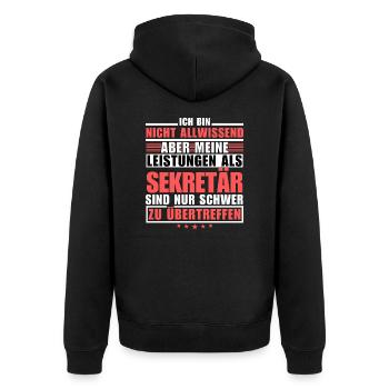 Unsurpassed performance as a secretary - Unisex Premium Organic Zip Hoodie - black - Back - Nico (187cm)