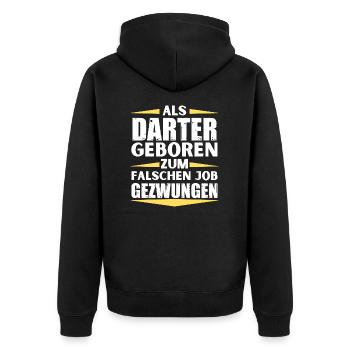 Darter im falschen Job gelandet - Unisex Premium Bio Zip Hoodie - Schwarz - Hinten - Nico (187cm)