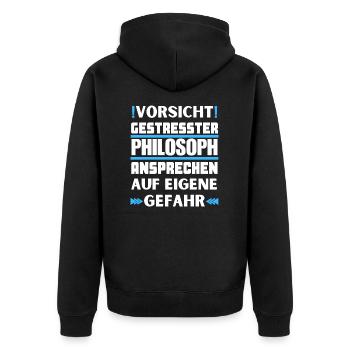 Ne parlez pas à des philosophes stressés ! - Veste à capuche bio Premium Unisexe - noir - Dos - Nico (187cm)